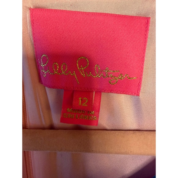 Lilly Pulitzer Sleeveless Tropical Leaf Print Dress Size 12 Pink Blue - Picture 5 of 8